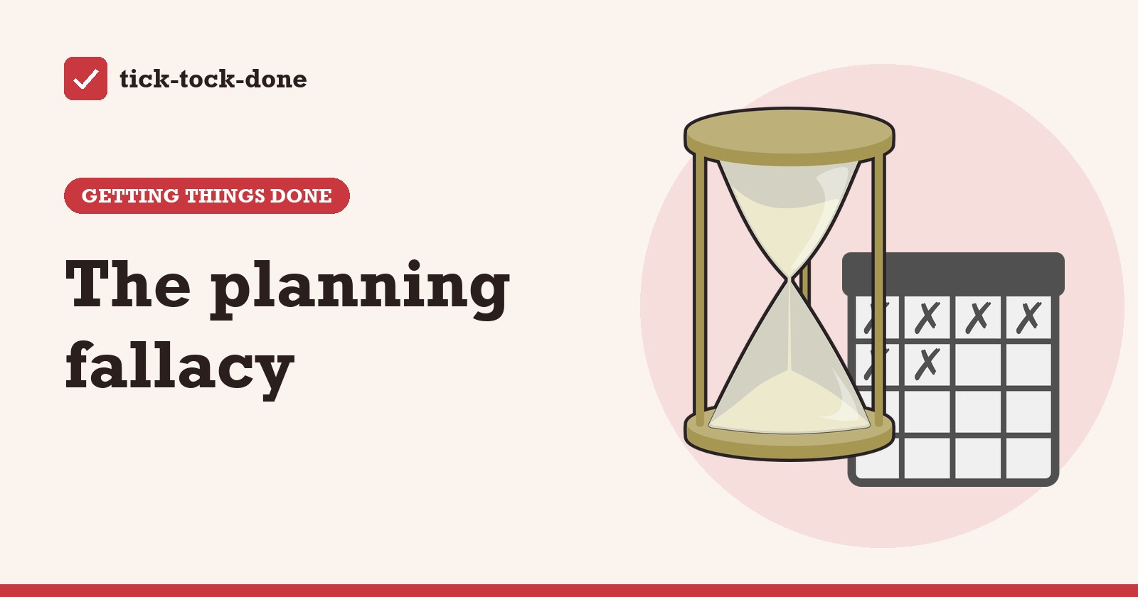 Clipart of an hourglass and a calendar with days crossed off, on a warm cream background
