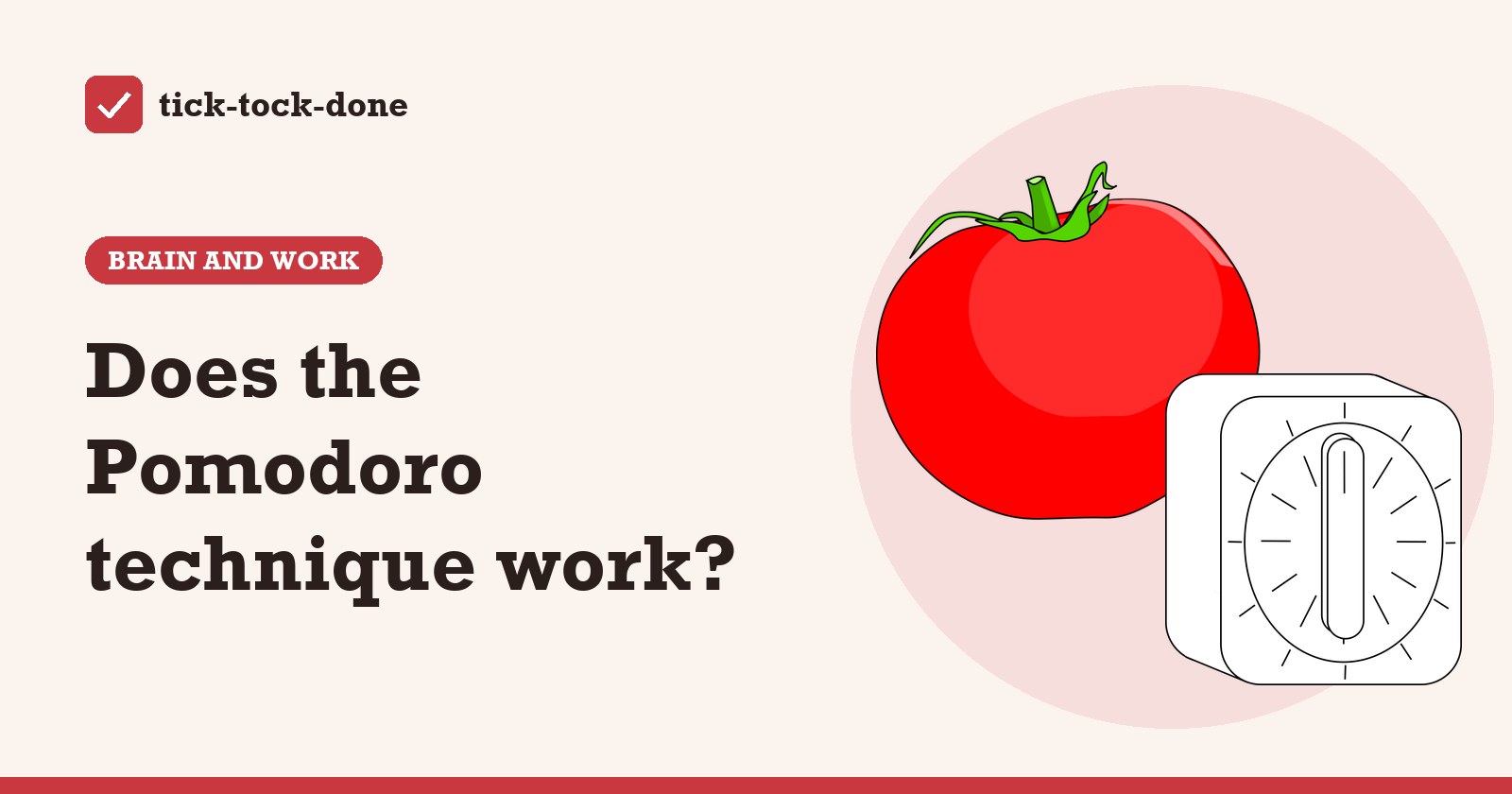 Clipart of a red tomato and a white kitchen timer on a warm cream background